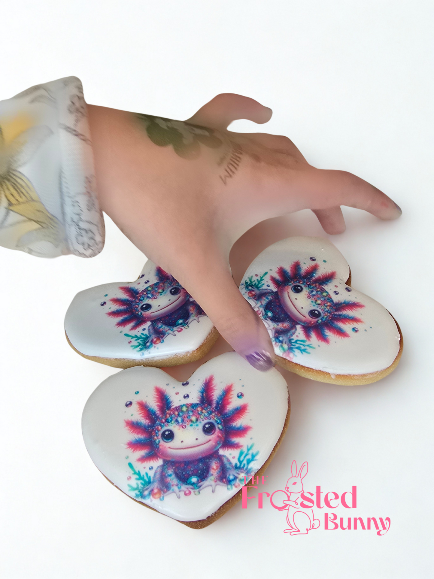 Heart-Shaped Axolotl Cookies – Set of 12