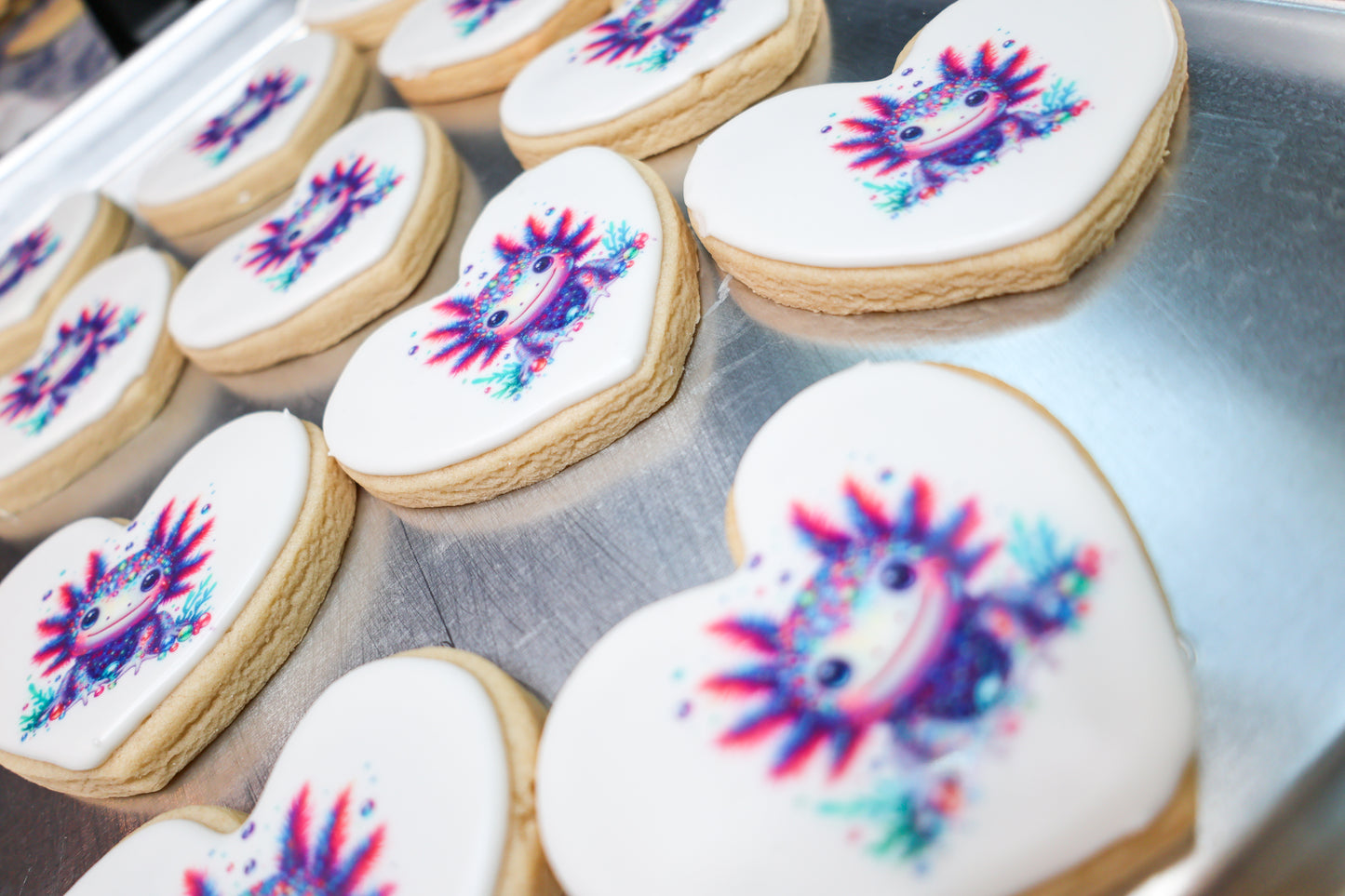 Heart-Shaped Axolotl Cookies – Set of 12